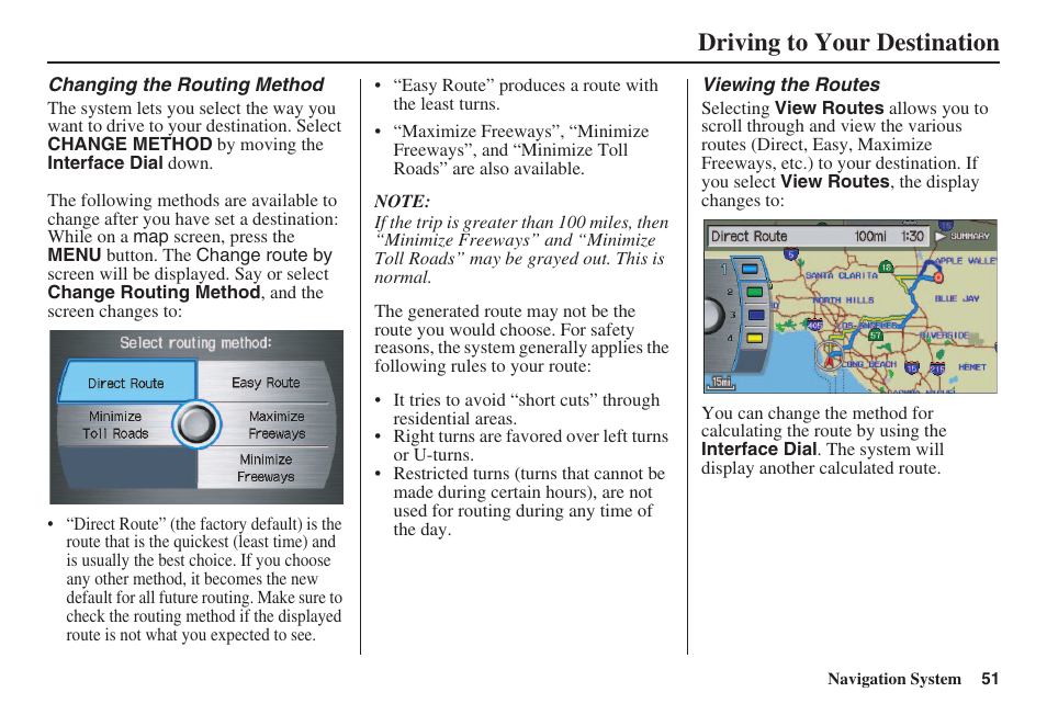 Driving to your destination | Acura 2008 RL 00X31 SJA 8100 User Manual | Page 52 / 163