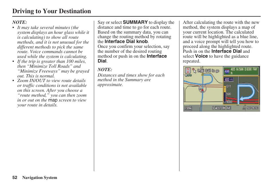 Driving to your destination | Acura 2008 RL 00X31 SJA 8100 User Manual | Page 53 / 163