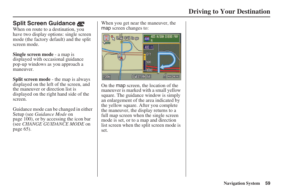 Driving to your destination | Acura 2008 RL 00X31 SJA 8100 User Manual | Page 60 / 163