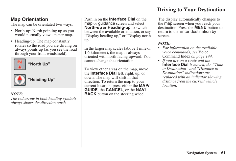 Driving to your destination | Acura 2008 RL 00X31 SJA 8100 User Manual | Page 62 / 163