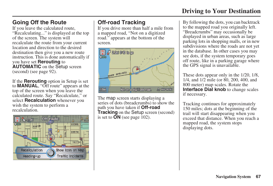 Driving to your destination | Acura 2008 RL 00X31 SJA 8100 User Manual | Page 68 / 163