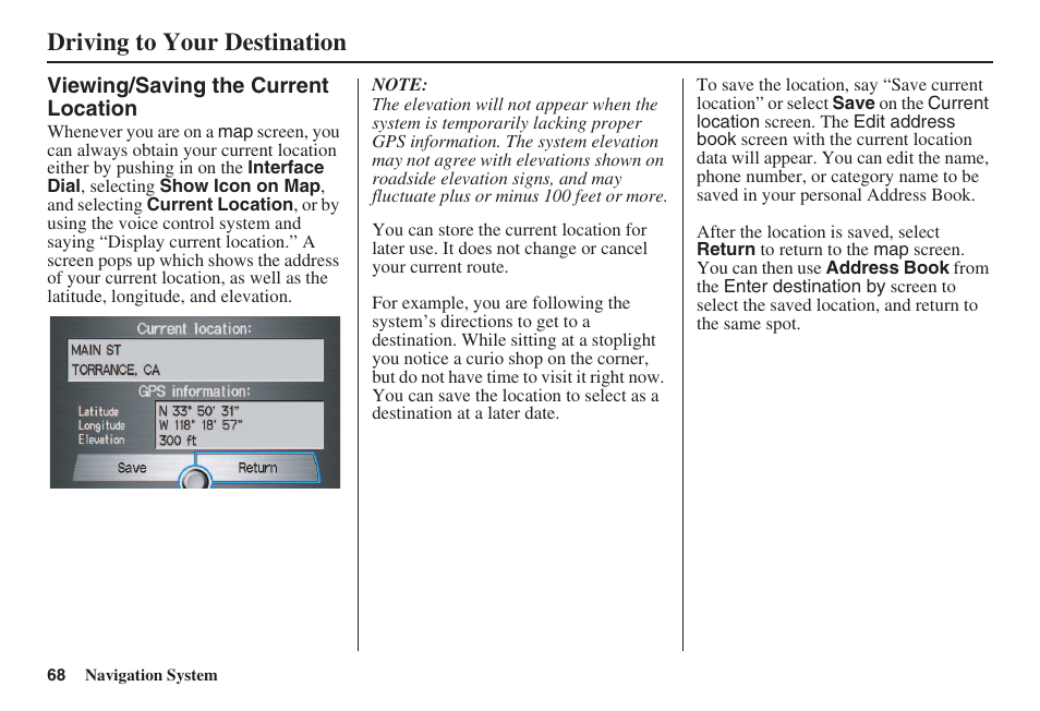 Driving to your destination | Acura 2008 RL 00X31 SJA 8100 User Manual | Page 69 / 163