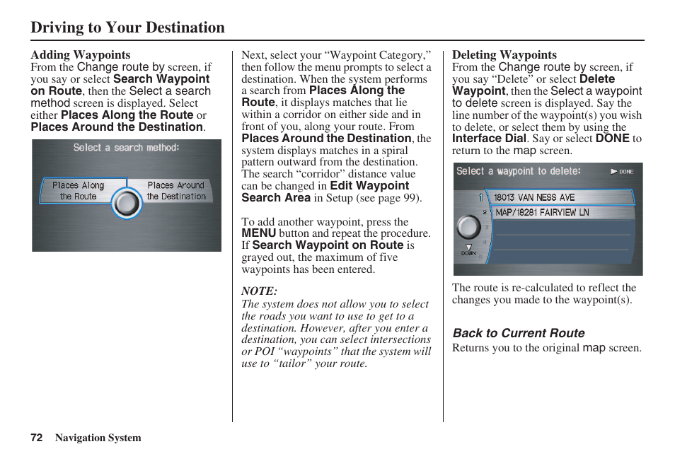 Driving to your destination | Acura 2008 RL 00X31 SJA 8100 User Manual | Page 73 / 163