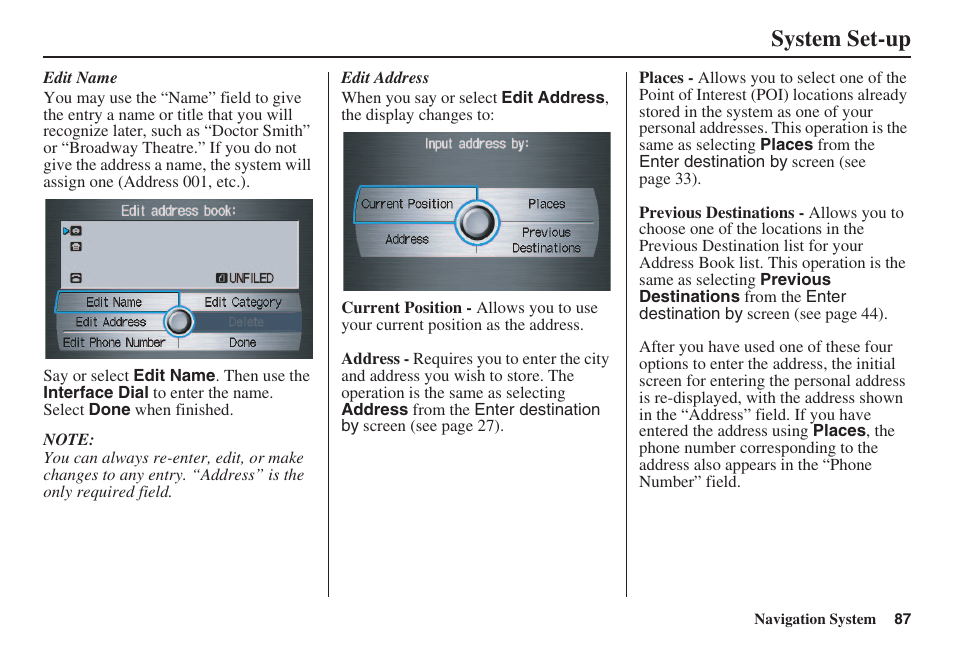 System set-up | Acura 2008 RL 00X31 SJA 8100 User Manual | Page 88 / 163