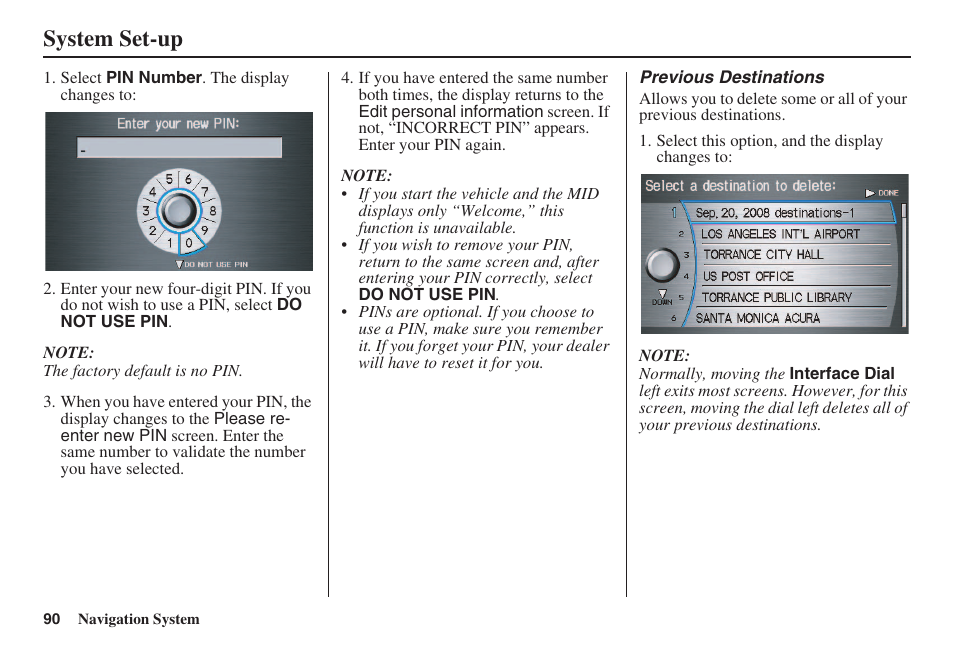 System set-up | Acura 2008 RL 00X31 SJA 8100 User Manual | Page 91 / 163