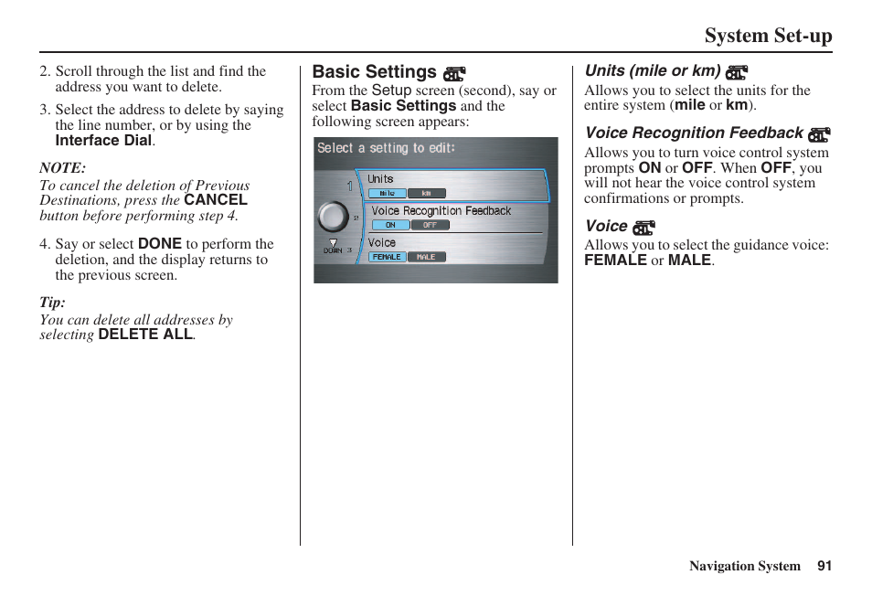 System set-up | Acura 2008 RL 00X31 SJA 8100 User Manual | Page 92 / 163