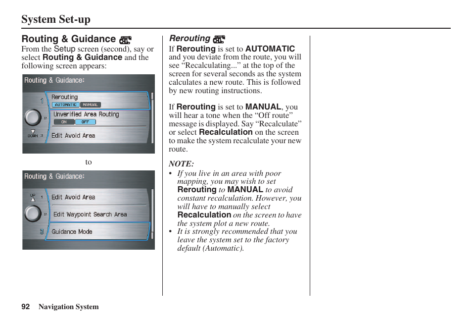 System set-up | Acura 2008 RL 00X31 SJA 8100 User Manual | Page 93 / 163