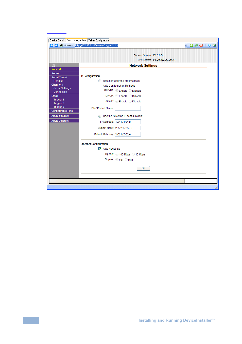 Figure 15: network settings window | Kramer Electronics VP-725N User Manual | Page 14 / 27