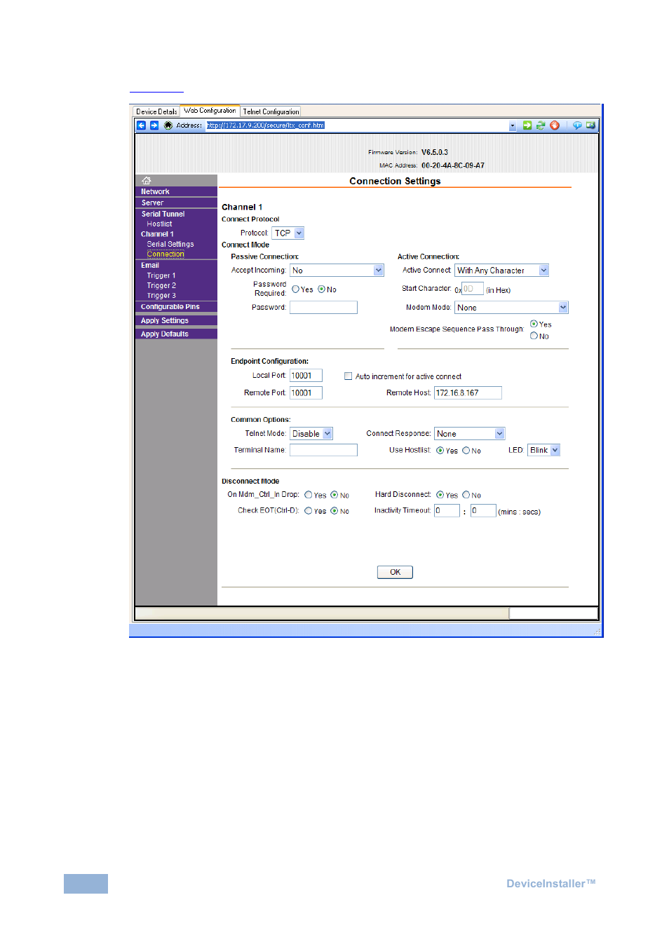 Figure 17: connection settings window | Kramer Electronics VP-725N User Manual | Page 16 / 27