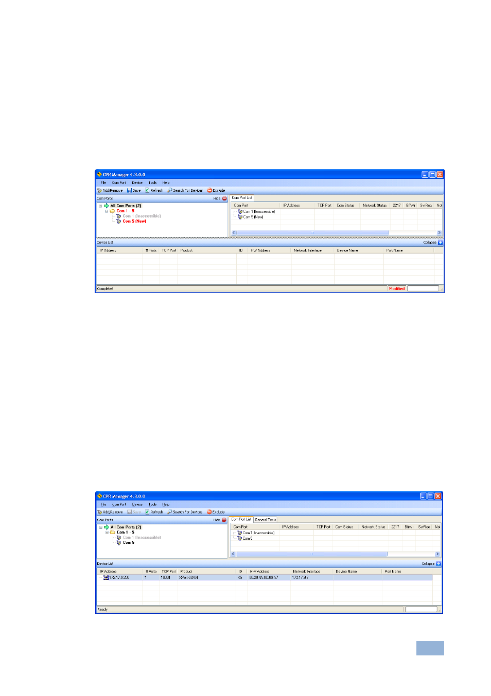 Figure 26: com ports window showing new port, Figure 27: devices found on the network | Kramer Electronics VP-725N User Manual | Page 25 / 27