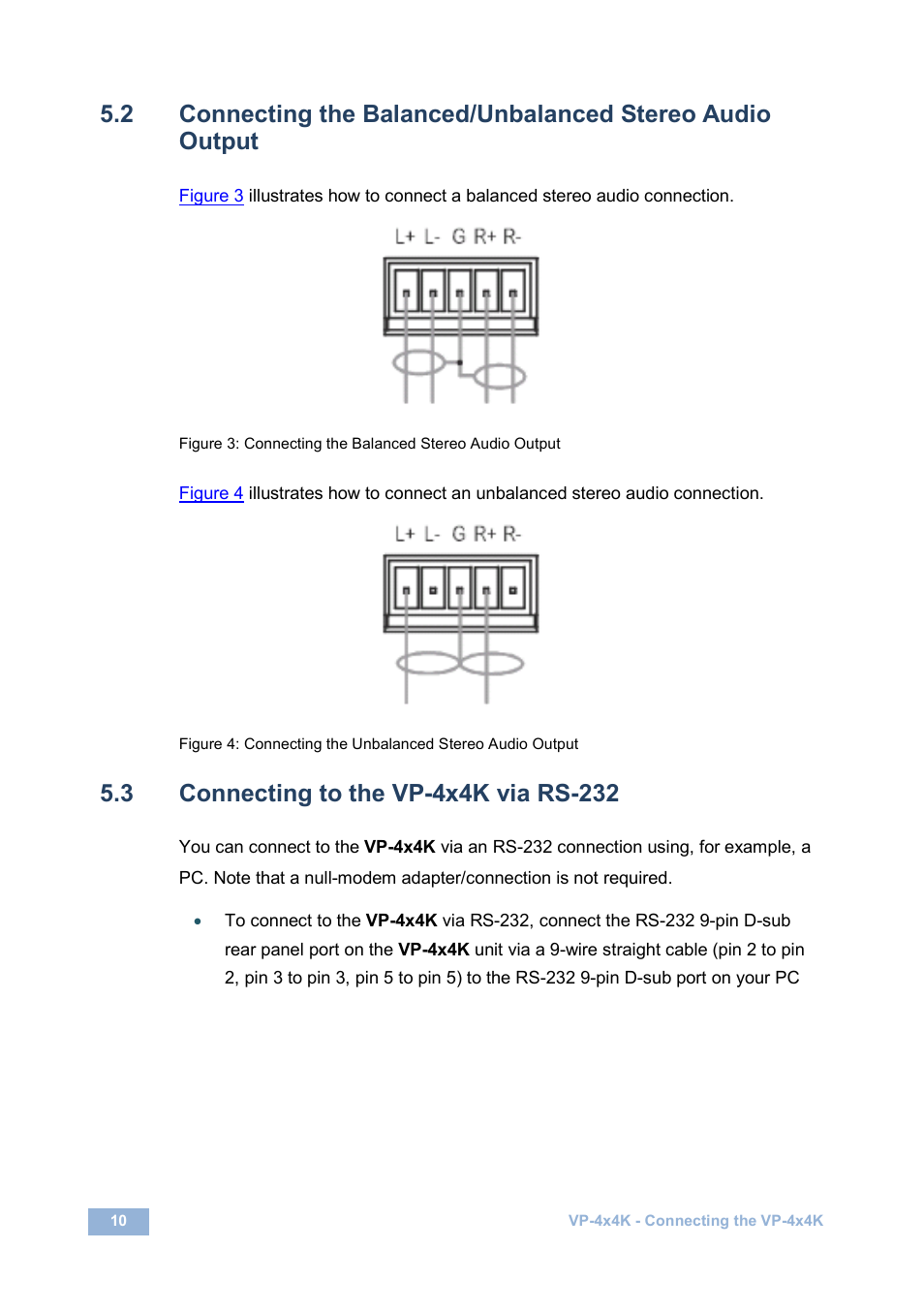 3 connecting to the vp-4x4k via rs-232, Connecting to the vp-4x4k via rs-232, N 5.2 | On 5.3, On 5.2, N 5.3 | Kramer Electronics VP-4x4K User Manual | Page 14 / 61