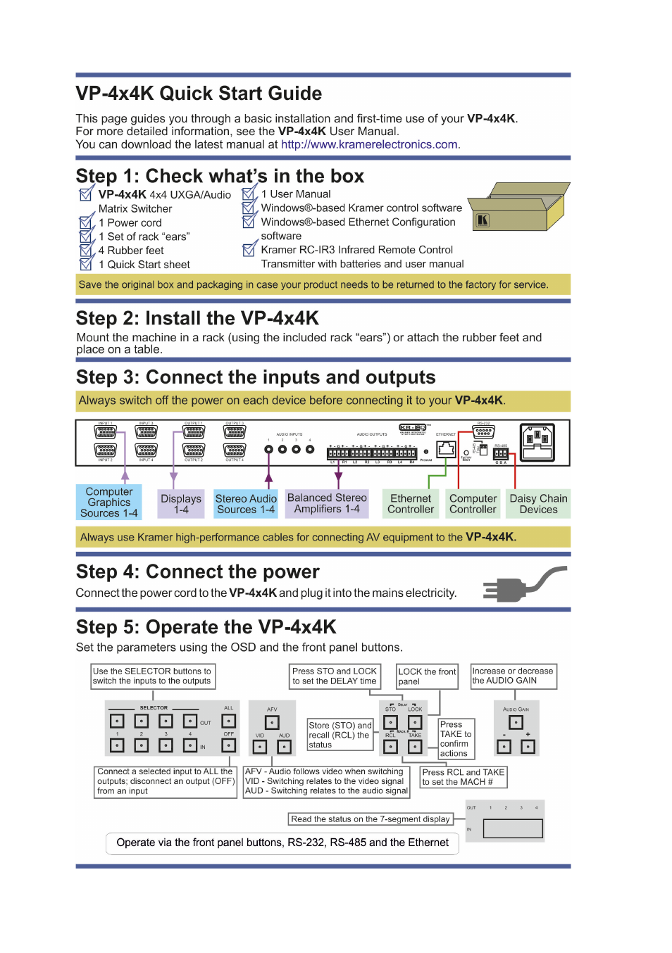 Kramer Electronics VP-4x4K User Manual | Page 2 / 61