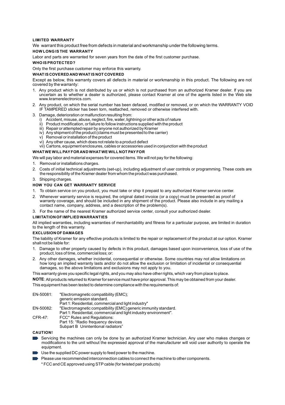 Kramer Electronics VP-4x4K User Manual | Page 60 / 61