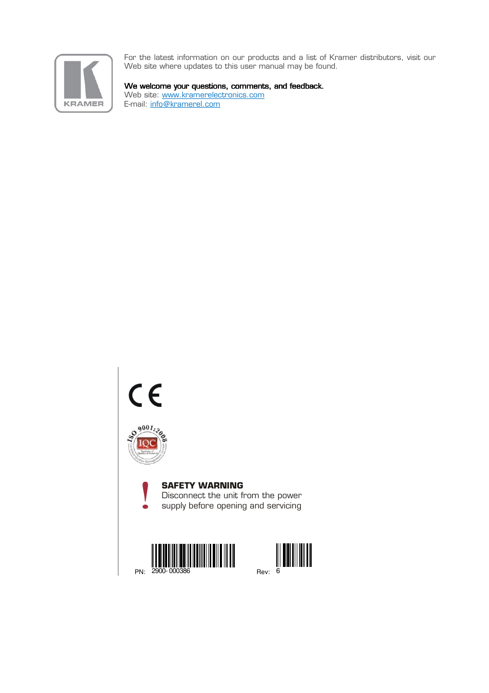 Kramer Electronics VP-4x4K User Manual | Page 61 / 61