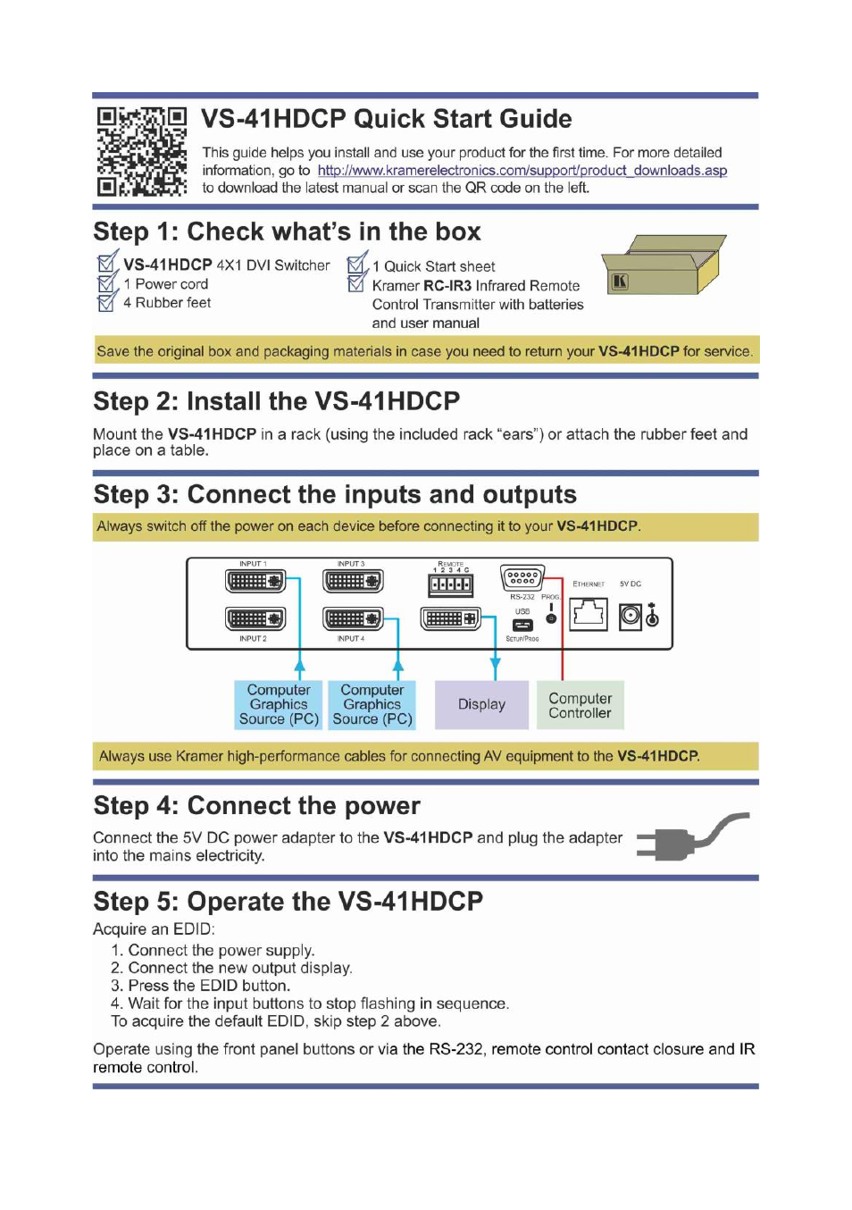 Kramer Electronics VS-41HDCP User Manual | Page 2 / 39