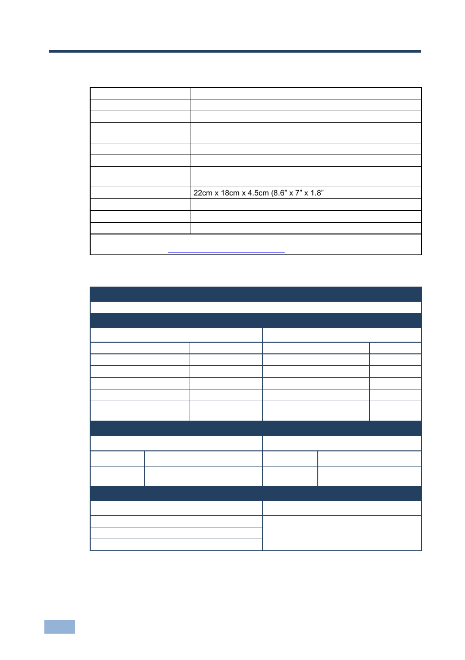 8 technical specifications, 1 default communication parameters, Technical specifications | Default communication parameters, 8technical specifications | Kramer Electronics VS-41HDCP User Manual | Page 23 / 39