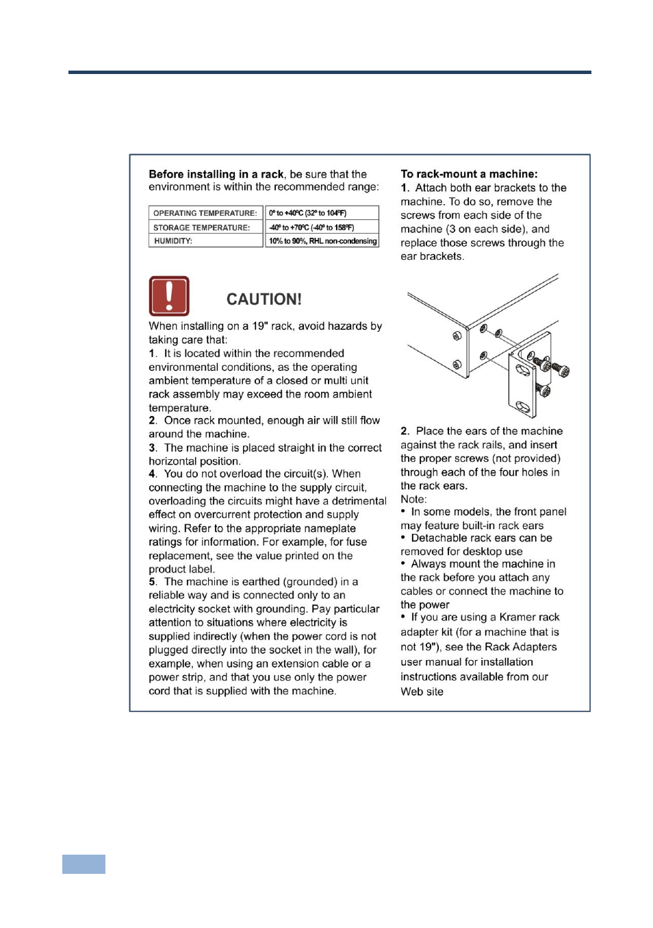 4 installing in a rack, Installing in a rack, 4installing in a rack | Kramer Electronics VS-44HN User Manual | Page 11 / 35