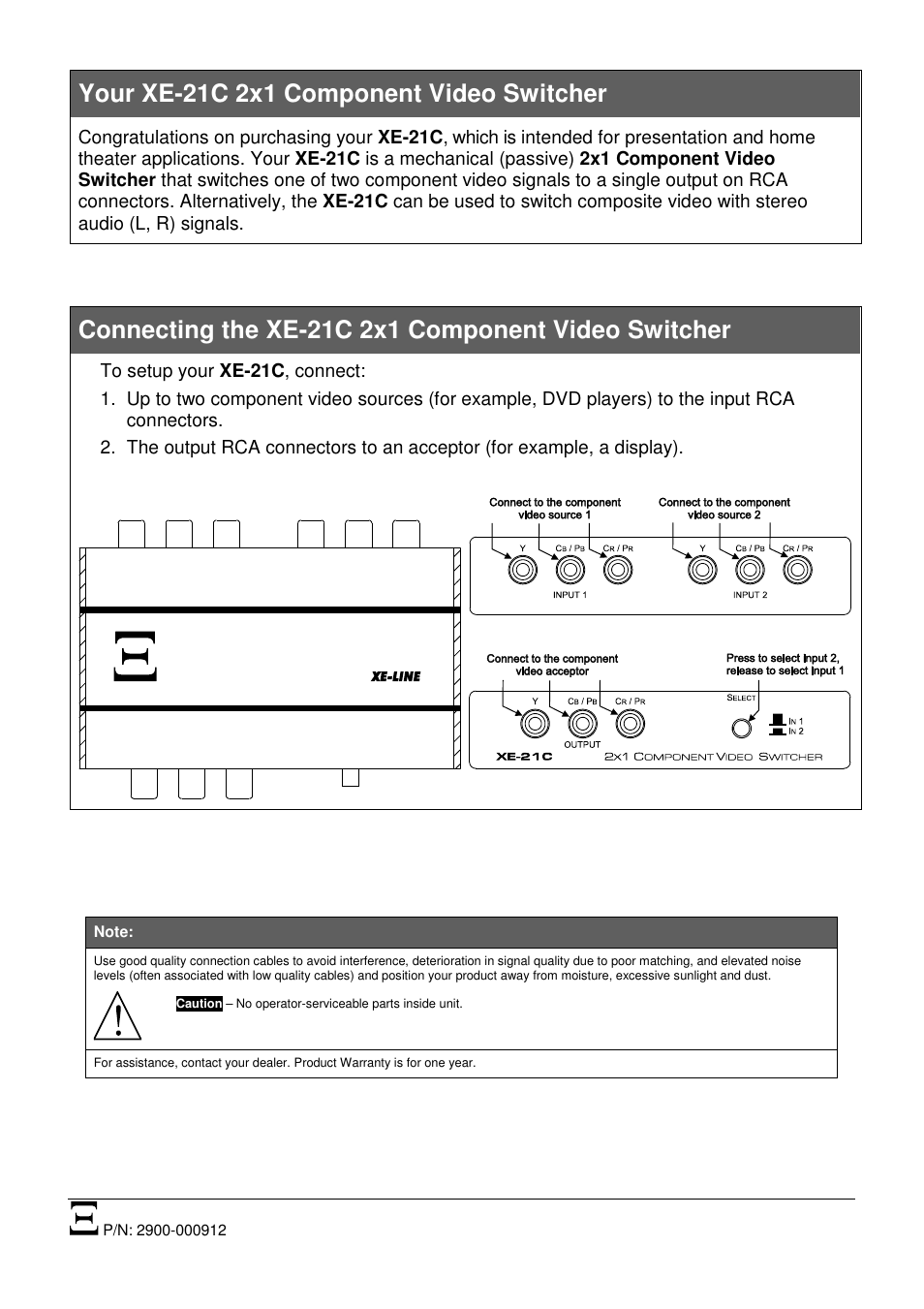 Kramer Electronics XE-21C User Manual | 1 page