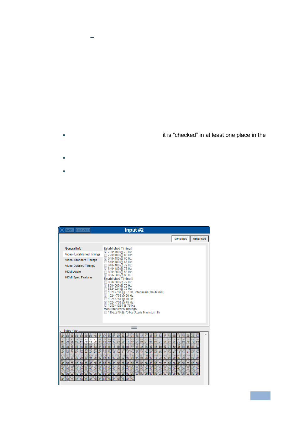 1 simplified – video - established timings | Kramer Electronics EDID Designer User Manual | Page 21 / 33