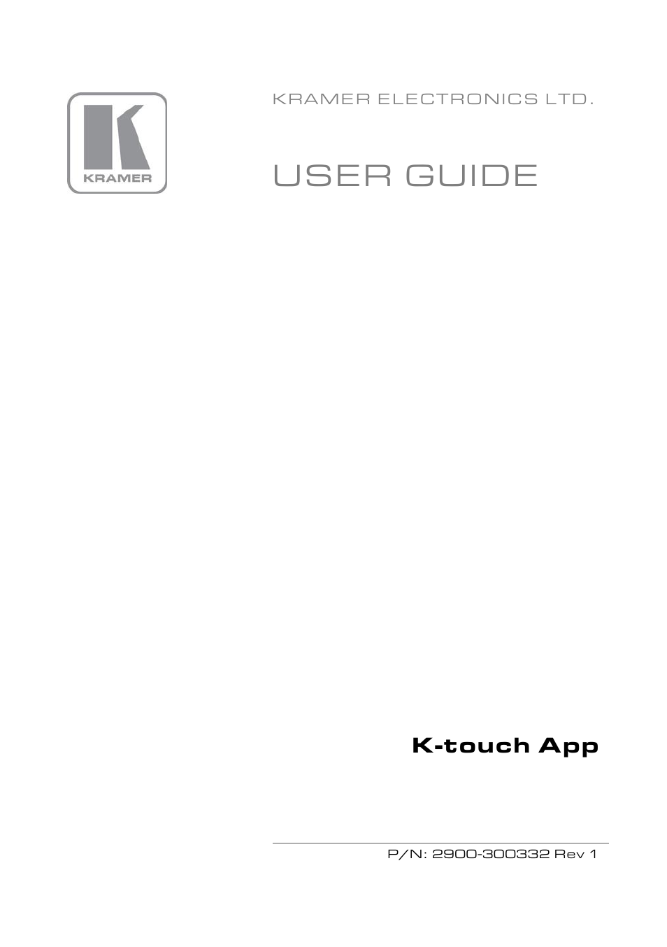 Kramer Electronics K-Touch User Manual | 9 pages