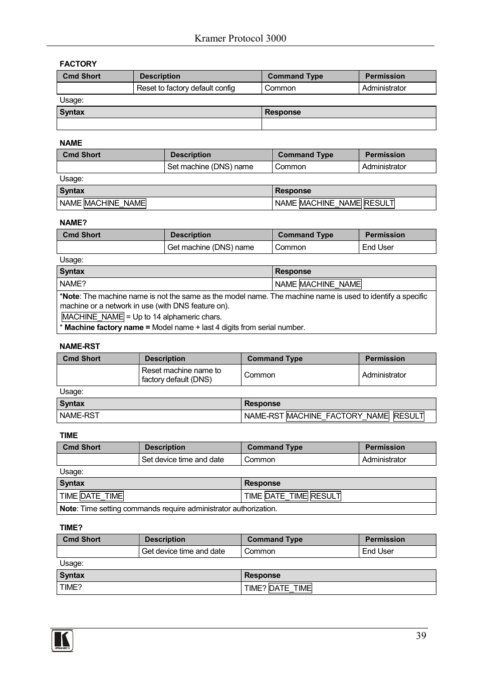 Kramer protocol 3000 | Kramer Electronics PL-50 User Manual | Page 43 / 52