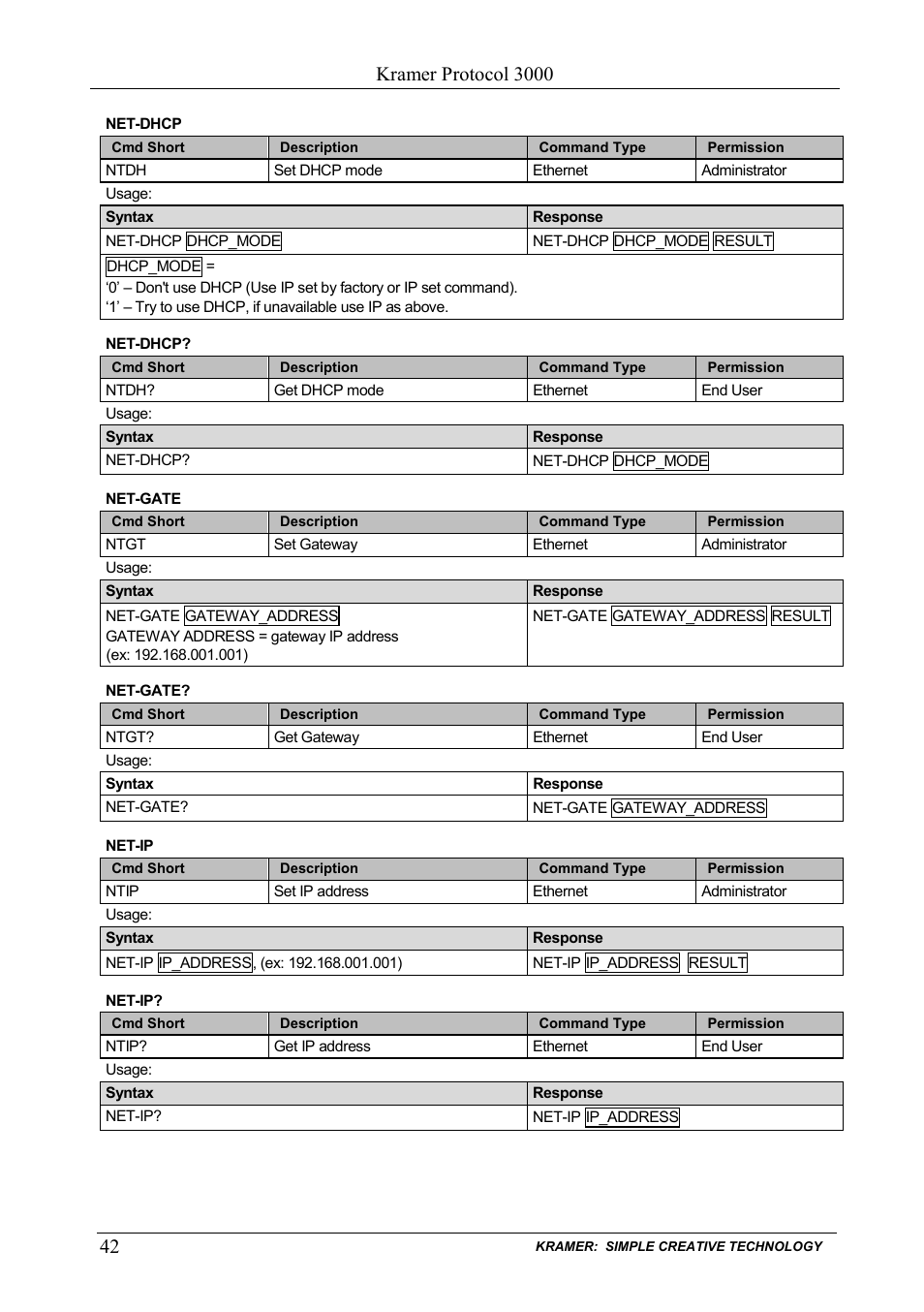 Kramer protocol 3000 | Kramer Electronics PL-50 User Manual | Page 46 / 52