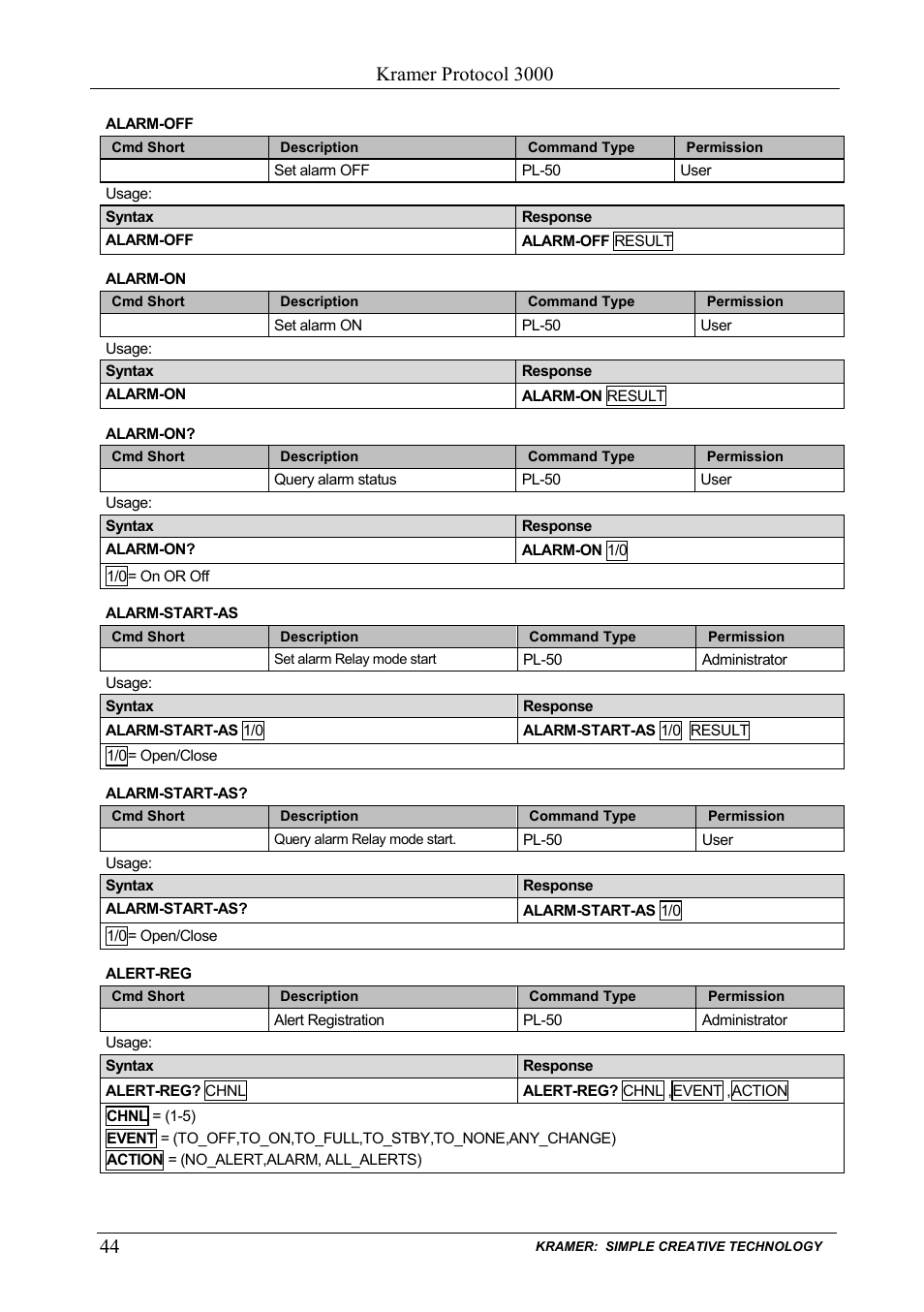 Kramer protocol 3000 | Kramer Electronics PL-50 User Manual | Page 48 / 52