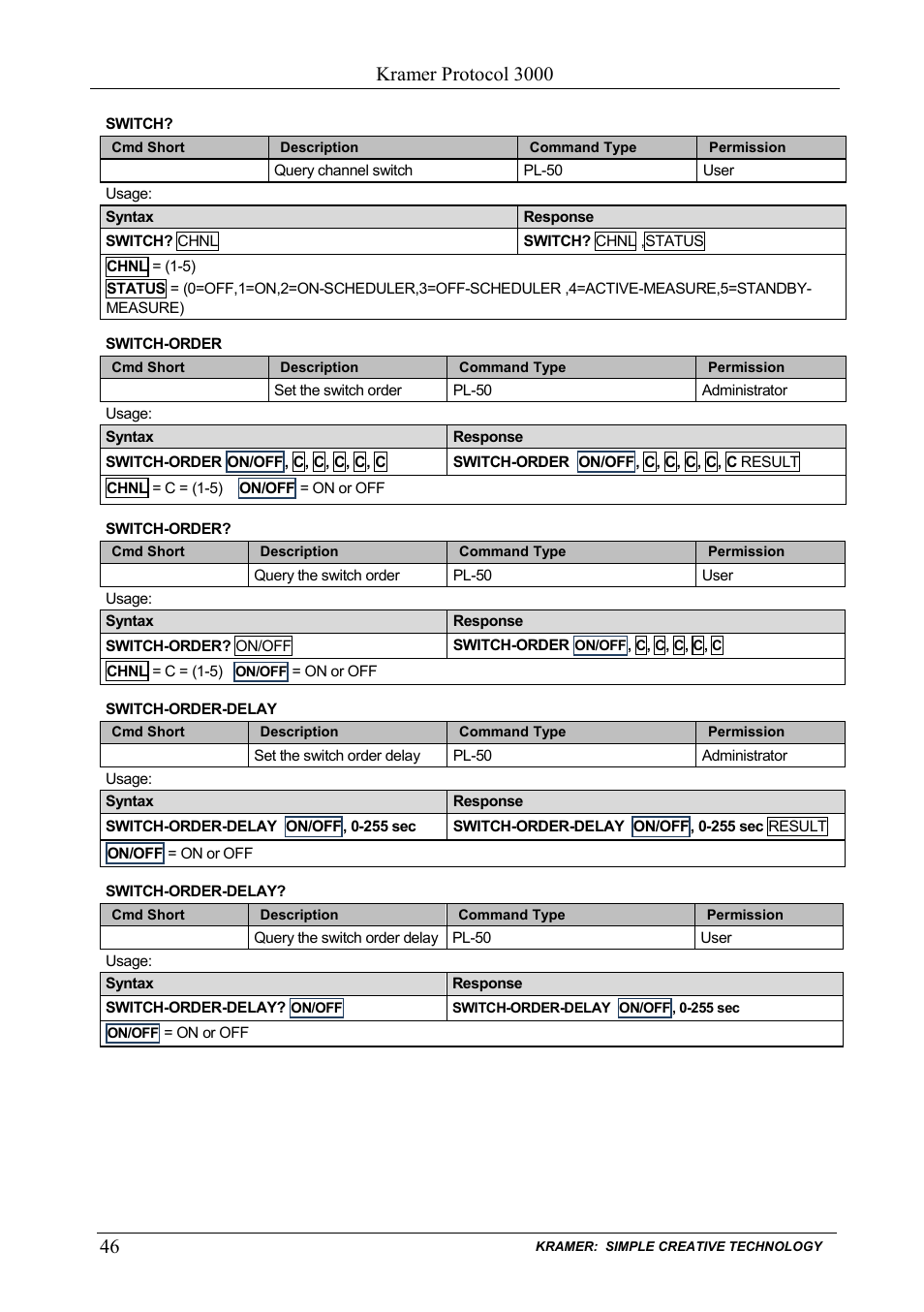 Kramer protocol 3000 | Kramer Electronics PL-50 User Manual | Page 50 / 52