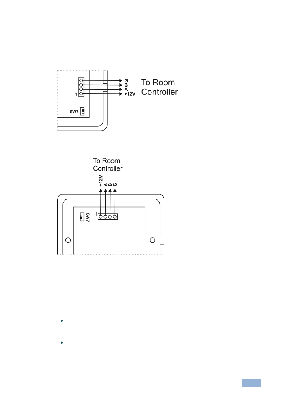 1 k-net wiring, K-net wiring, Figure 7: rc-43t k-net wiring us version | Figure 8: rc-43t k-net wiring eu version | Kramer Electronics RC-43T User Manual | Page 14 / 20