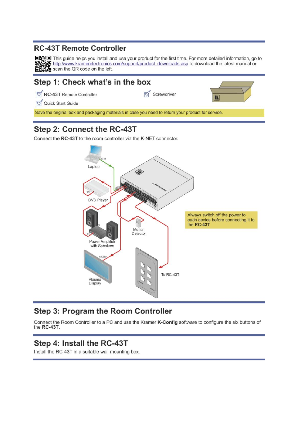 Kramer Electronics RC-43T User Manual | Page 2 / 20