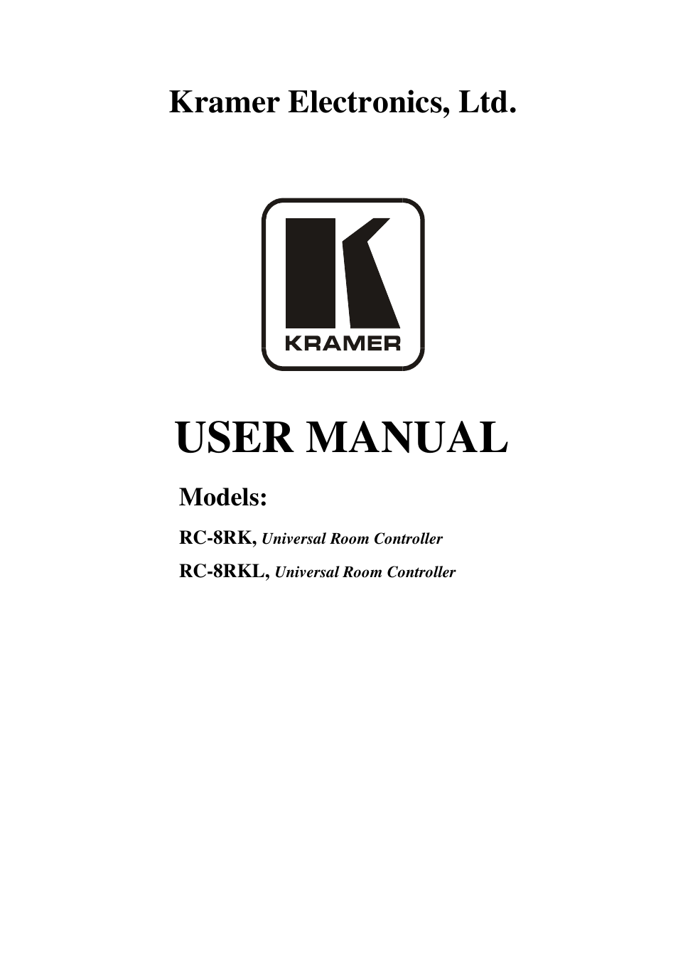 Kramer Electronics RC-8RKL User Manual | 19 pages