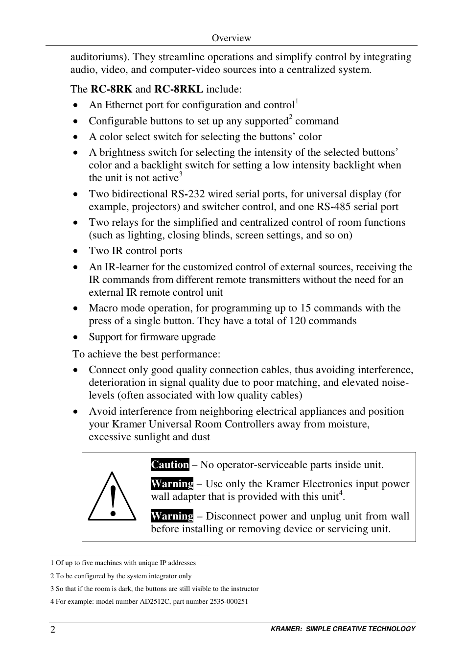 Kramer Electronics RC-8RKL User Manual | Page 4 / 19