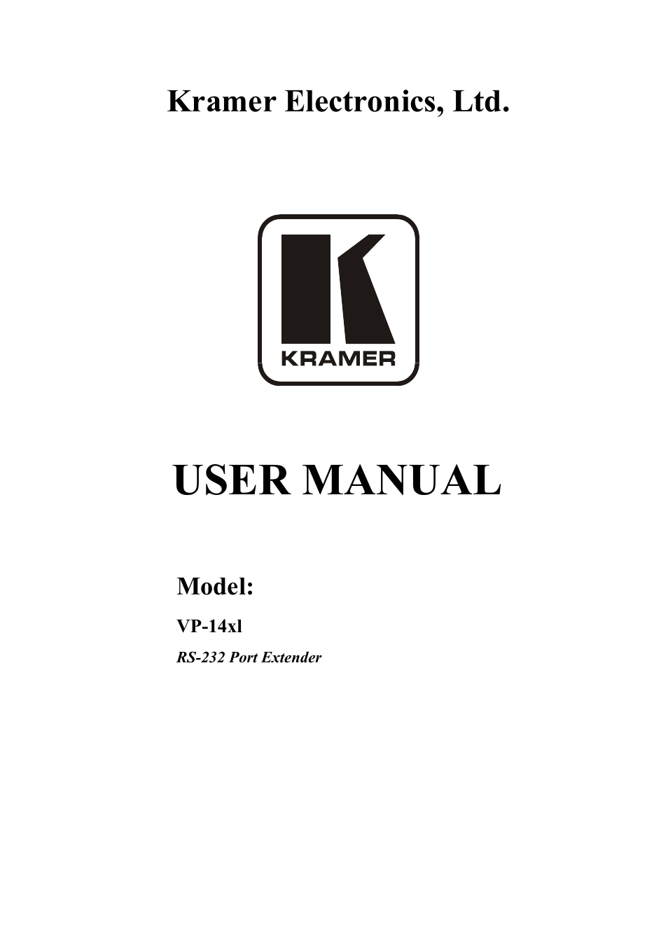 Kramer Electronics VP-14xl User Manual | 14 pages