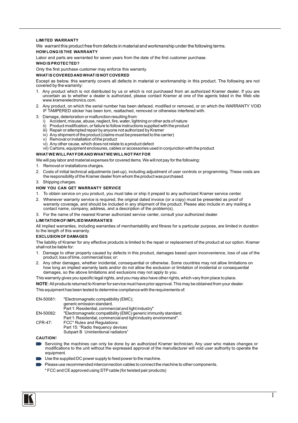 Kramer Electronics VP-14xl User Manual | Page 13 / 14