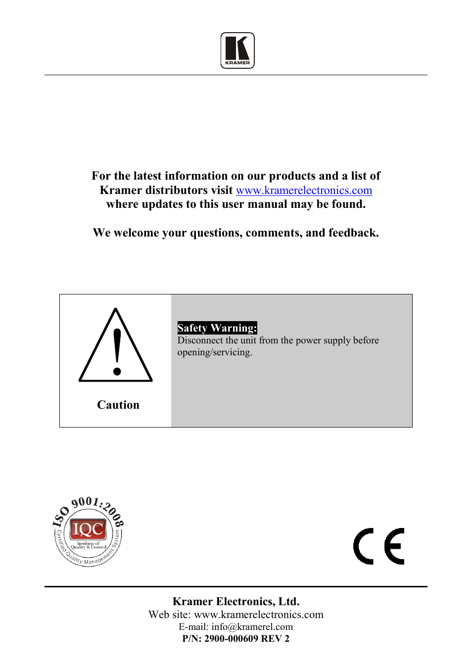 Kramer Electronics VP-14xl User Manual | Page 14 / 14