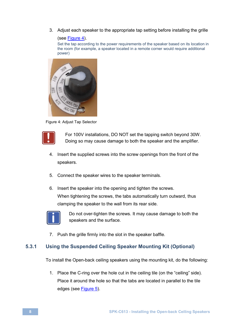 Figure 4: adjust tap selector | Kramer Electronics Galil 6-CO User Manual | Page 12 / 20