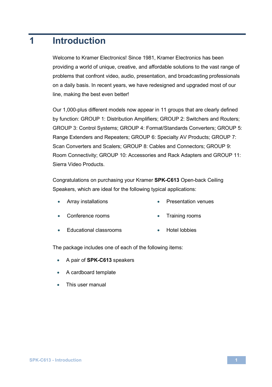 1 introduction, Introduction, 1introduction | Kramer Electronics Galil 6-CO User Manual | Page 5 / 20