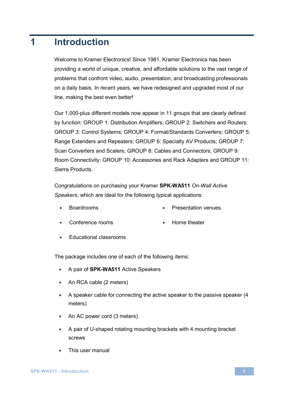 1 introduction, Introduction, 1introduction | Kramer Electronics Tavor 5-O User Manual | Page 5 / 16