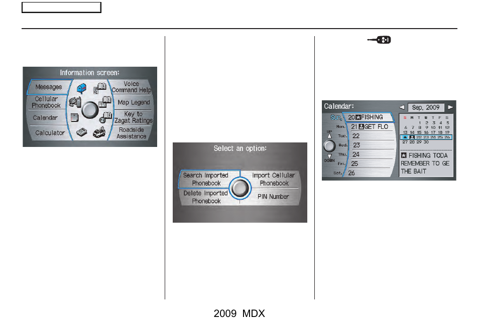 Information features, 2009 mdx | Acura 2009 MDX User Manual | Page 77 / 174