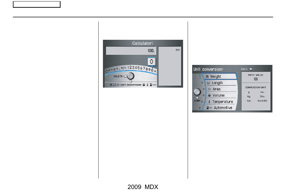 Information features, 2009 mdx | Acura 2009 MDX User Manual | Page 79 / 174