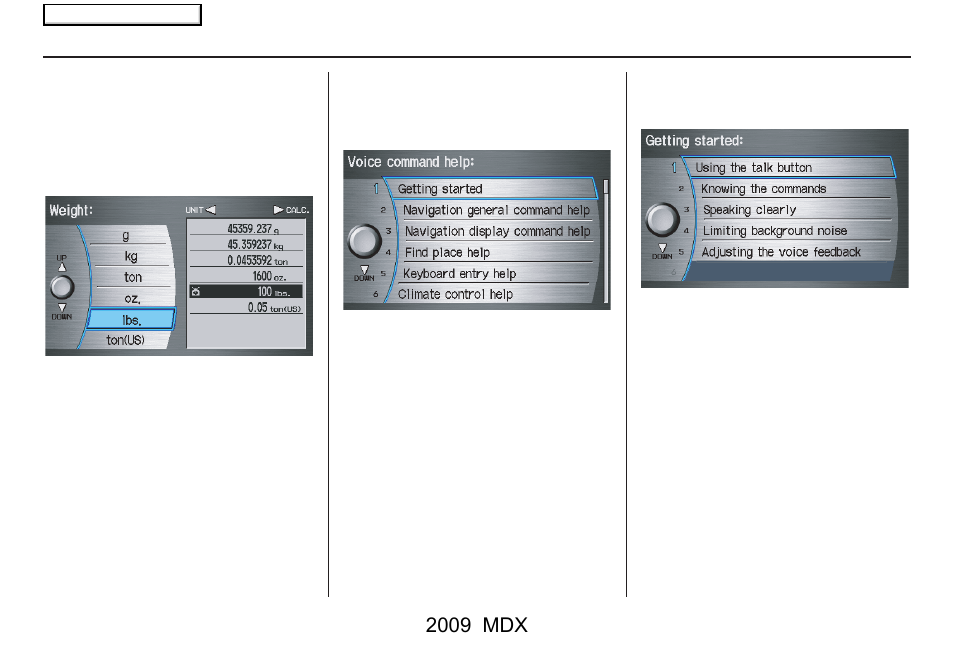 Information features, 2009 mdx | Acura 2009 MDX User Manual | Page 80 / 174