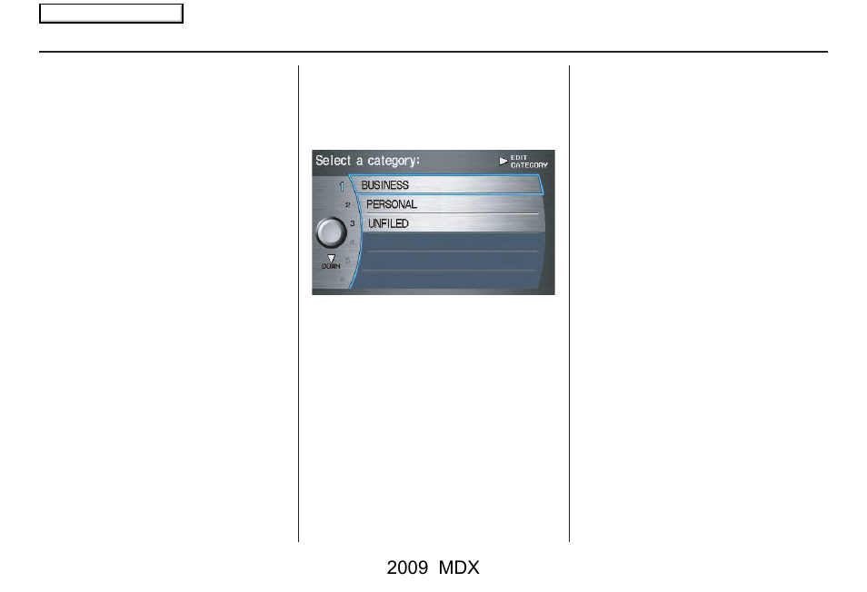 System setup, 2009 mdx | Acura 2009 MDX User Manual | Page 88 / 174