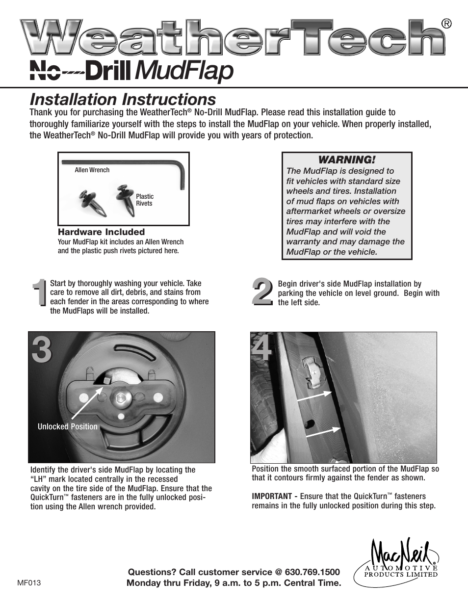 WeatherTech No-Drill MudFlap User Manual | 2 pages