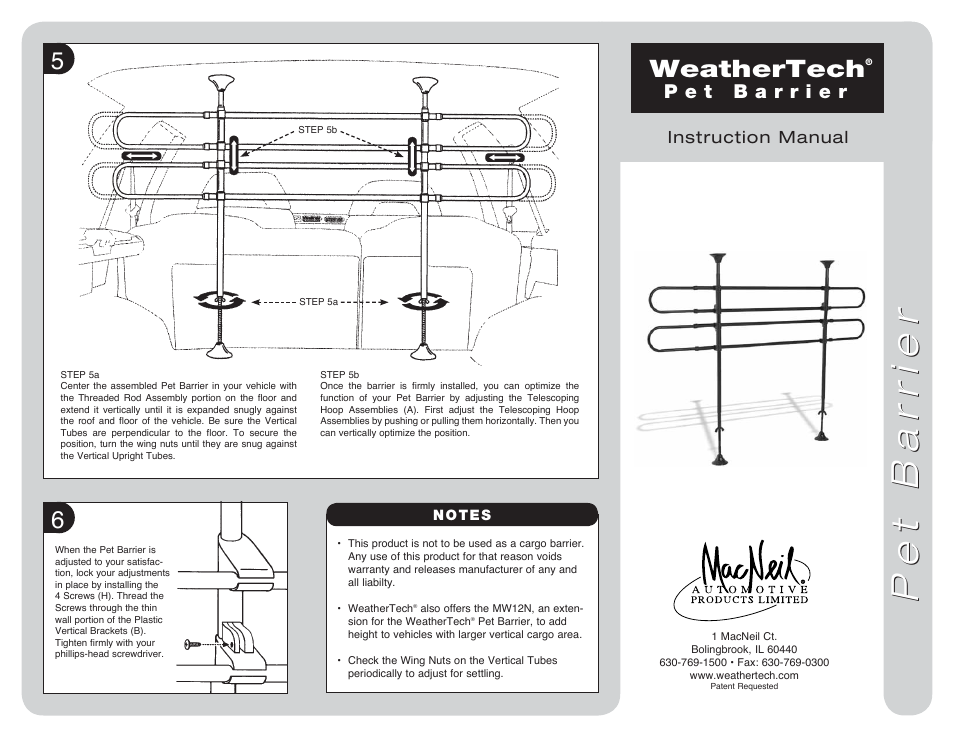 WeatherTech Pet Barrier User Manual | 2 pages