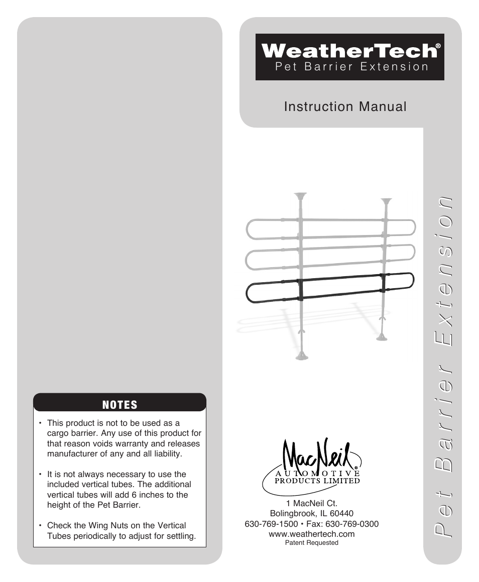Pet barrier extension, Instruction manual | WeatherTech Pet Barrier User Manual | Page 3 / 3