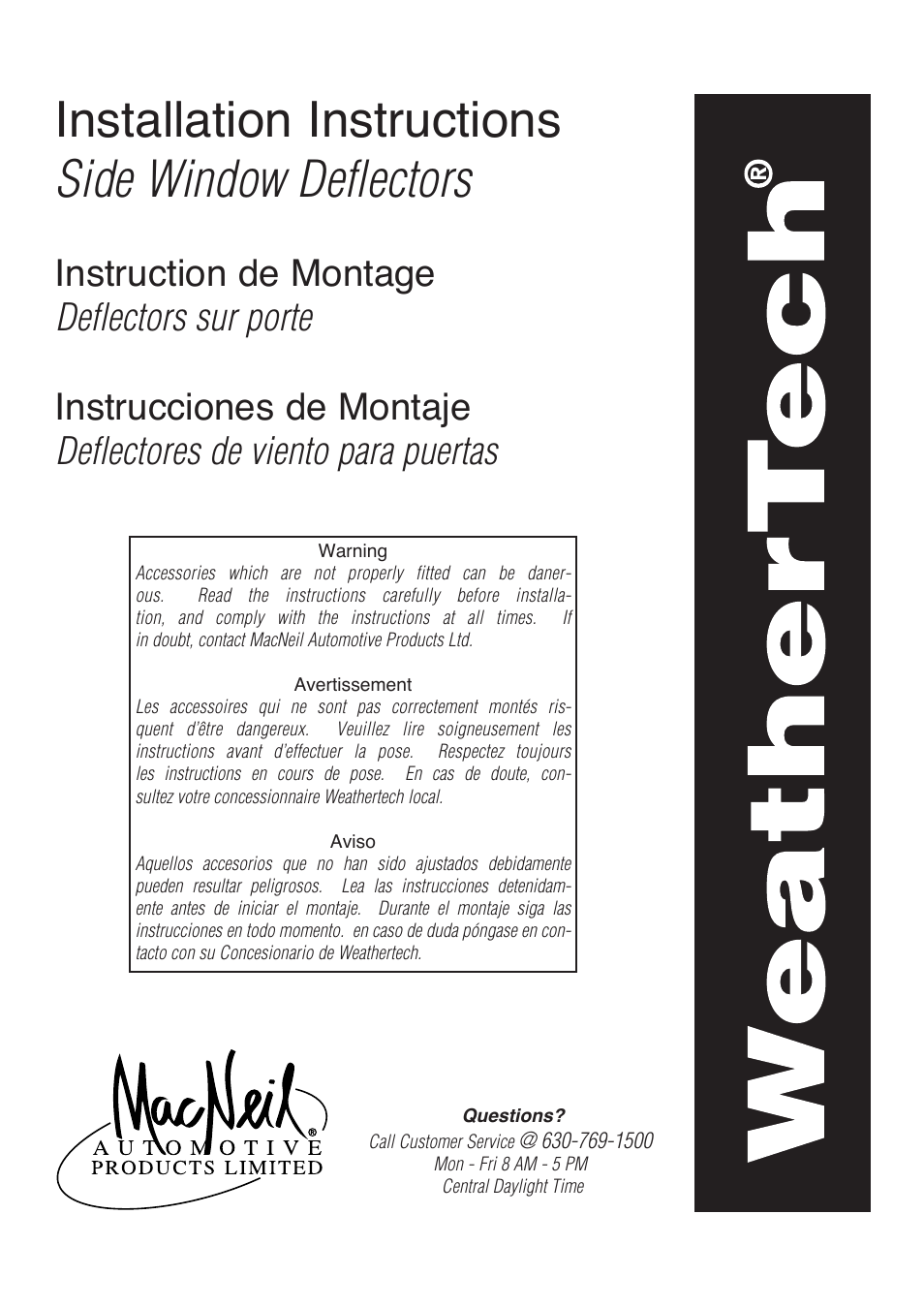 WeatherTech Side Window Deflectors User Manual | 4 pages
