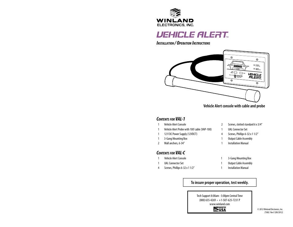 Winland Electronics VAL-1 User Manual | 11 pages