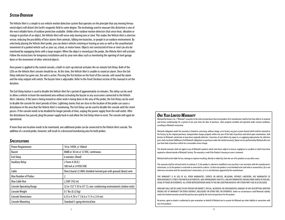 Winland Electronics VAL-1 User Manual | Page 11 / 11