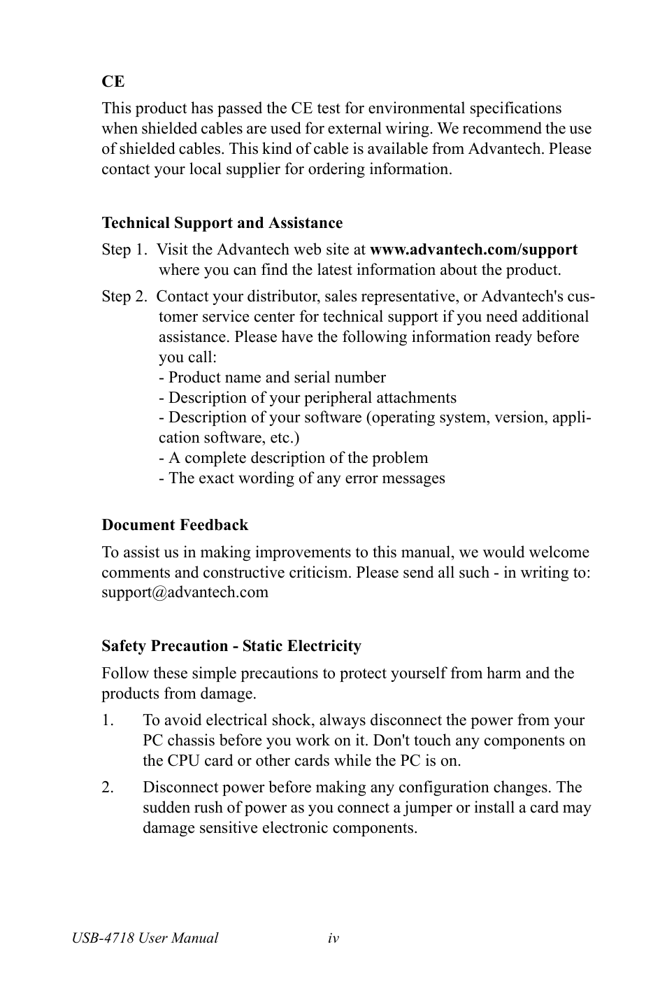 Advantech 4718 User Manual | Page 4 / 54