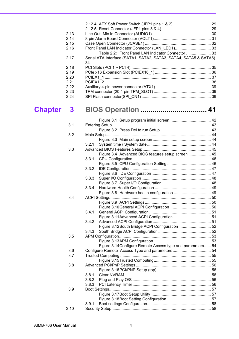 Chapter 3 bios operation | Advantech AIMB-766 User Manual | Page 10 / 118